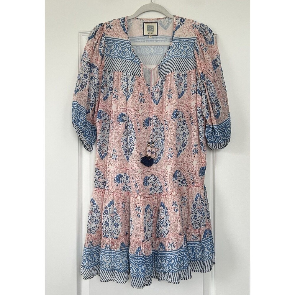 Bell by Alicia Bell Paisley Floral Silk Blend Mini Dress Boho M Flowy Feminine